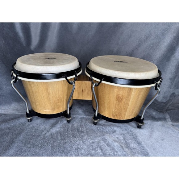 CP Latin Percussion Bongo Drums 6" and 7" Siam Oak Rawhide Heads Natural Finish - Picture 9 of 16